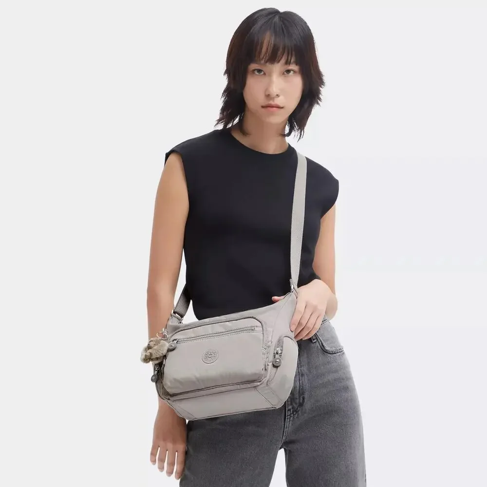 Kipling Gabbie Gray Gris Nylon Small Crossbody, Lightweight Travel Pockets